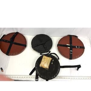 VTG Lot of 4 Round Film Reel Shipping Box with Canvas Straps USA Empty